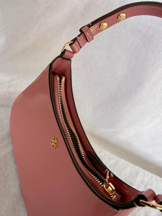 Tory Burch Pink Ginger Crescent Shoulder Bag Patent Leather - Picture 6 of 8